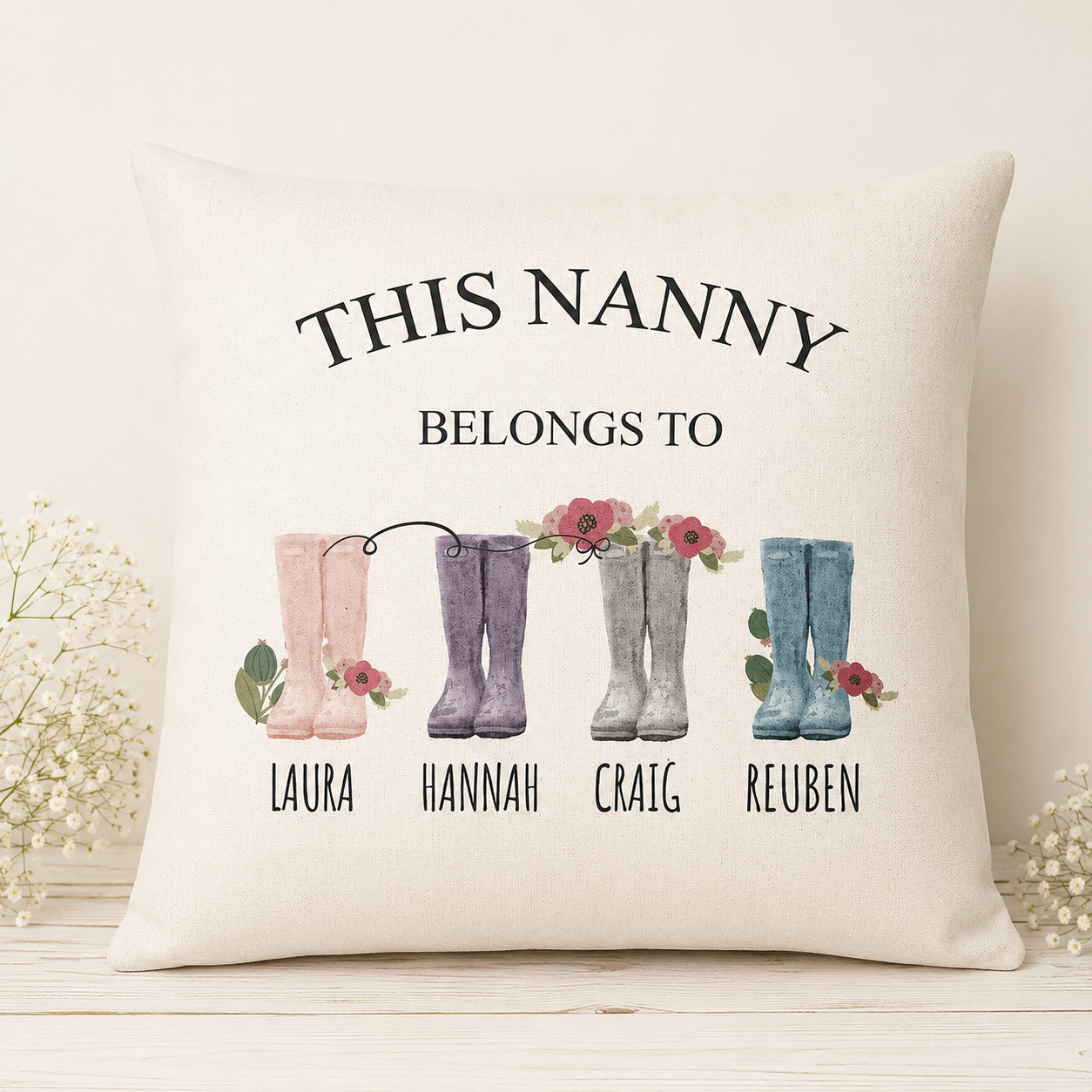 Personalised Nanny Belongs To Cushion, Christmas Grandchild Nan Gift, Grandma Gifts, Mothers Day Gifts, Mum Gifts, Mummy Throw Pillow, Gran