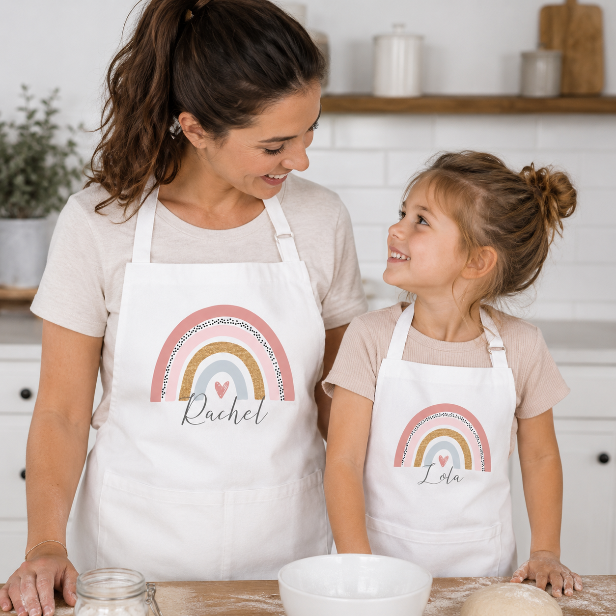 Personalised Rainbow Aprons. Mother Daughter Rainbow Apron, Matching Aprons, Rainbow Gift, Rainbow Cooking Apron, Baking Gift