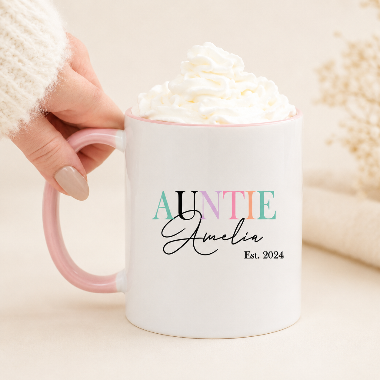 Personalised Best Auntie Mug, Best Aunty Gift, Personalised Gift For Her, Best Auntie Gift, Rainbow Gift, Relation Gift, Aunty Birthday, New