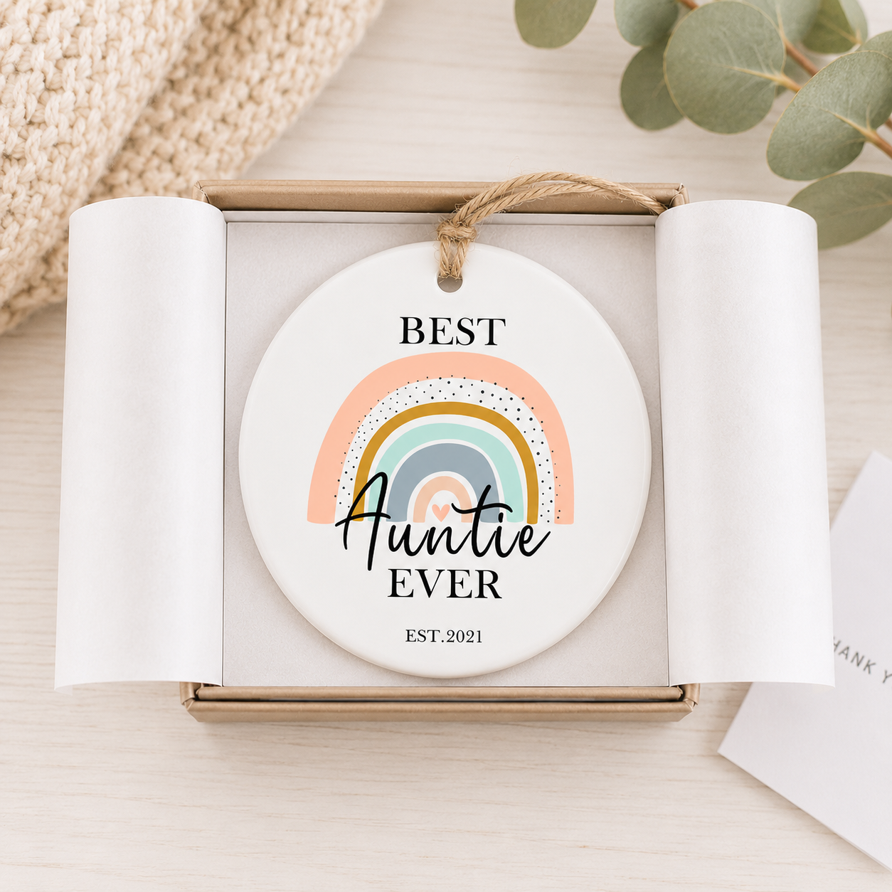 Personalised Best Auntie Sign, Best Aunty Gift, Aunty Ornament, Best Auntie Gift, Rainbow Gift, Relation Gift, New Aunty Gift, Hanging Sign