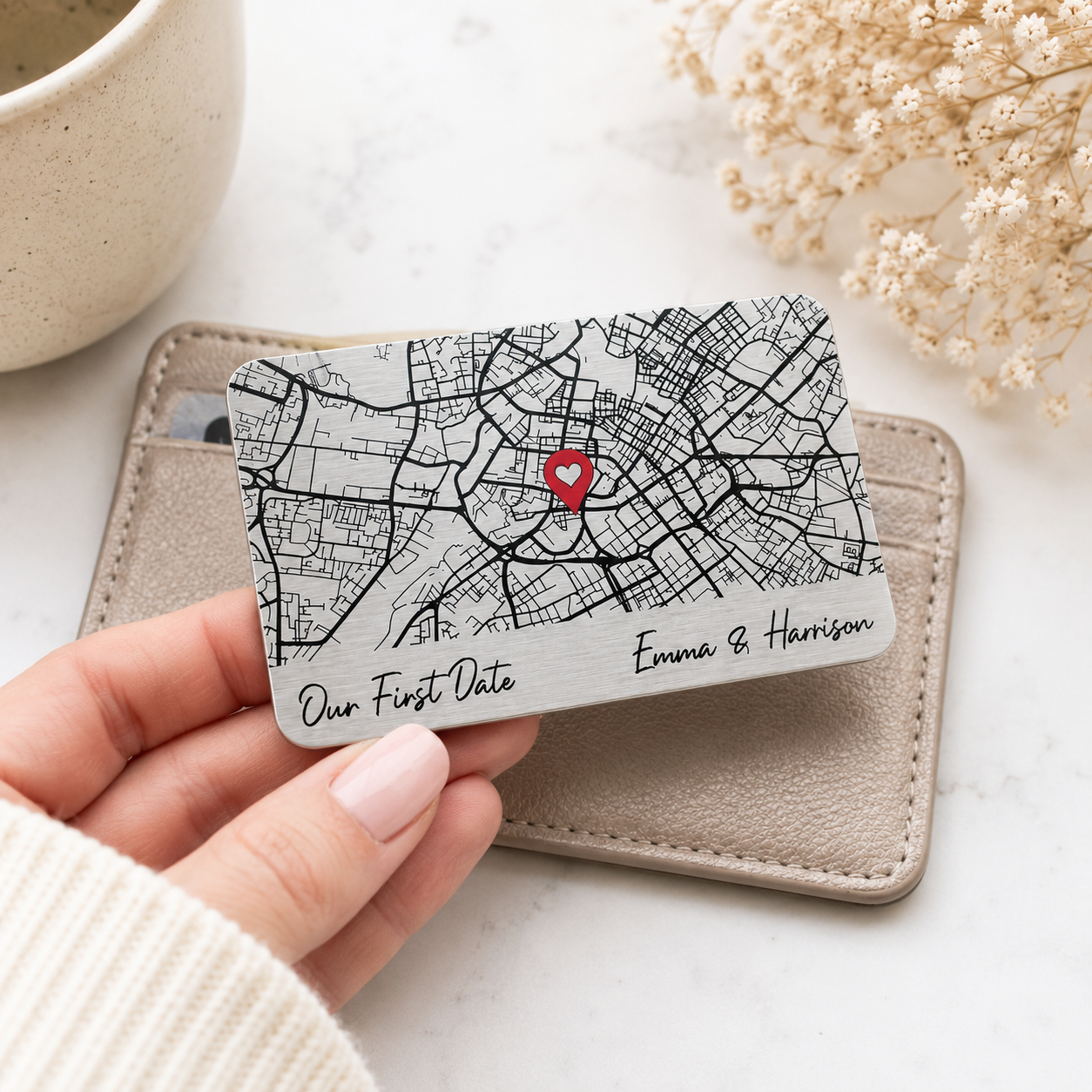 "Where We Met" Personalised Metal Keepsake Card