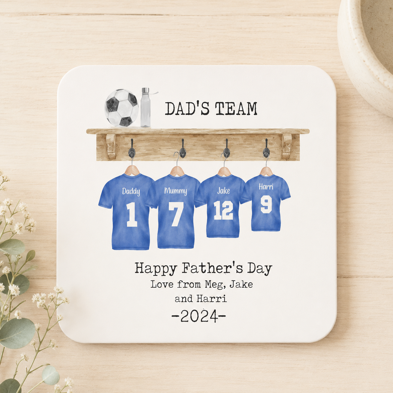 Personalised Dad Football Coaster, Dad's Team Father's Day Football Coaster, Dad Gift, Granddad Gift, Football Lover Gift, Football Gift,