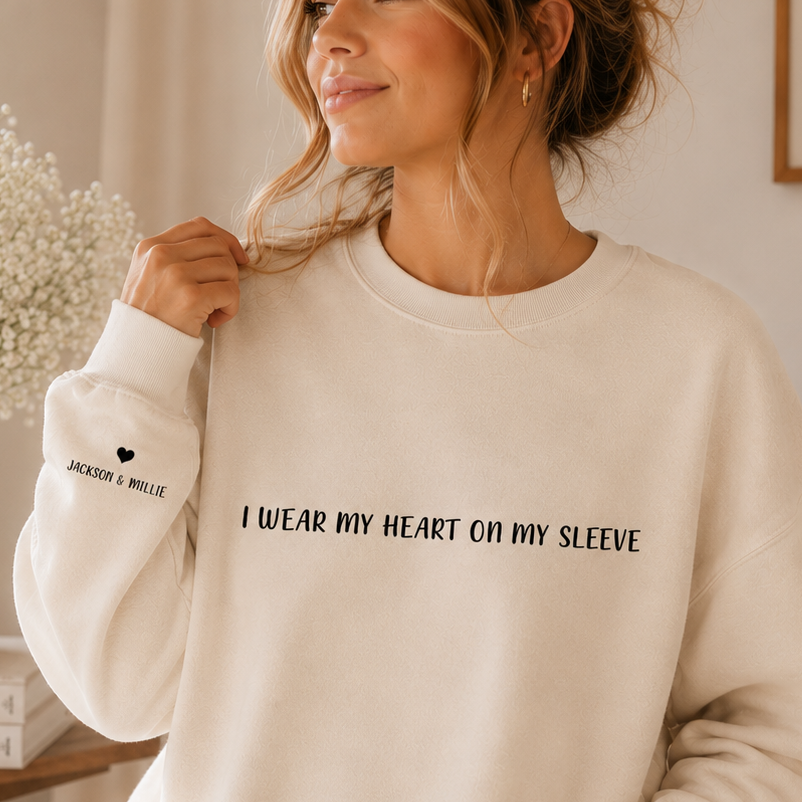 Personalised "I wear my Heart on my Sleeve" Sweater