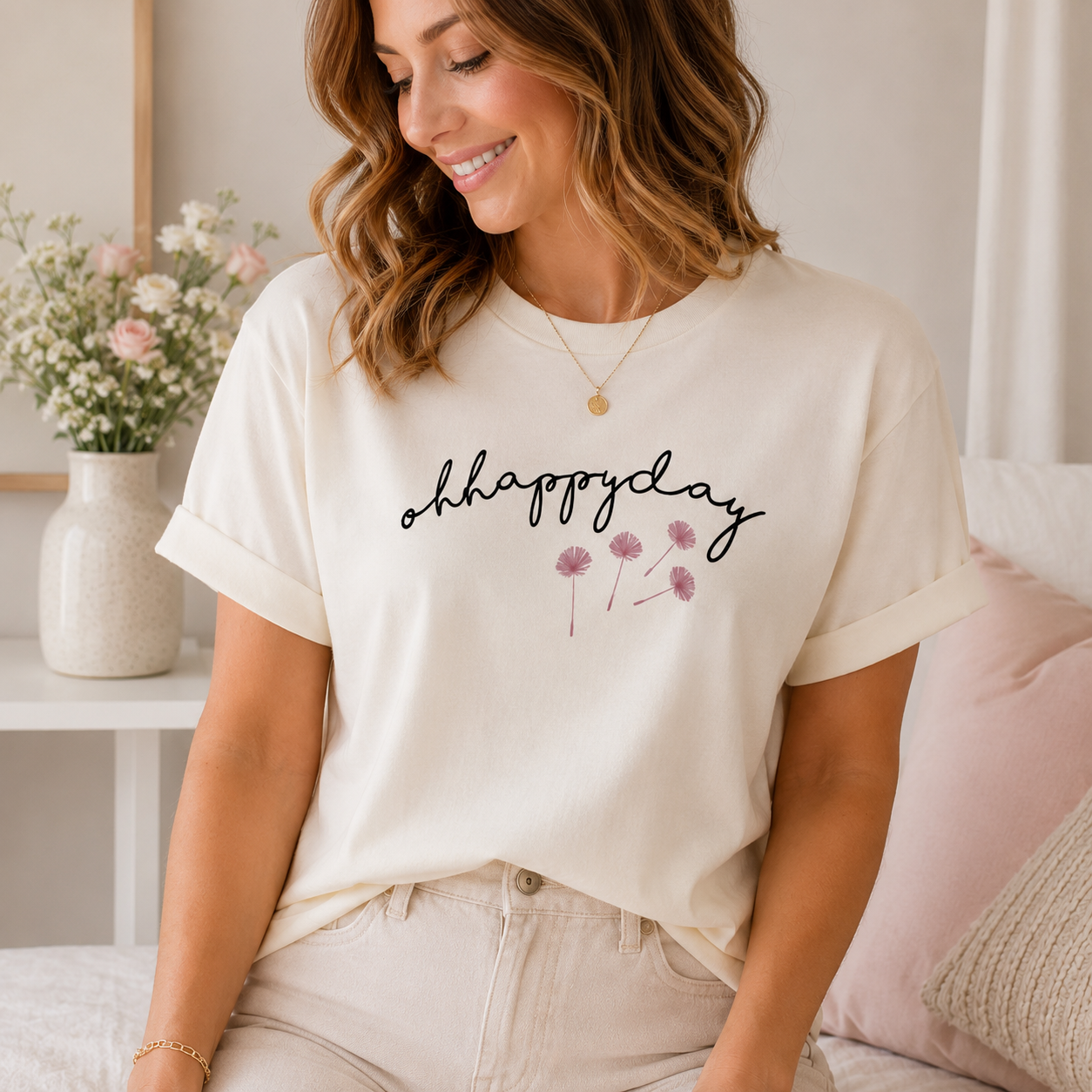 Happy Day T-shirt, Casual T-shirt, White Slogan Girls Tops, Women's Slogan Top, Teenager Tops, Fashion Tops, Teen, Happy Top, Positive Top