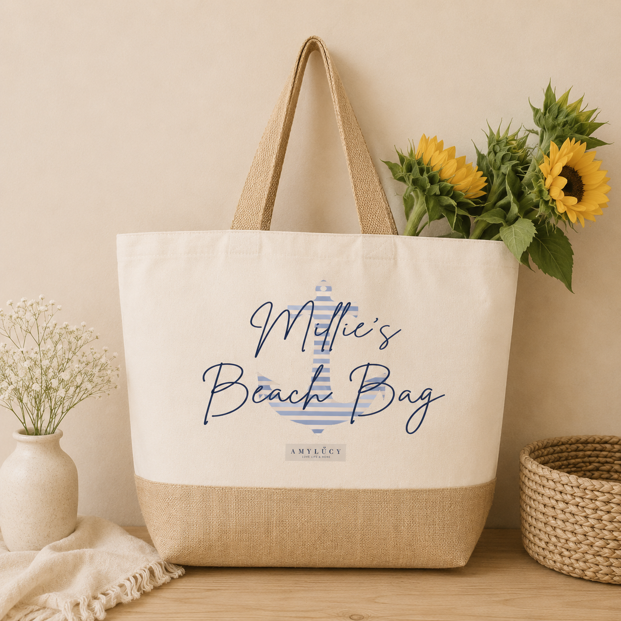 Personalised Beach Bag, Holiday Tote Bag, Beach Gift, Teenager Beach Bag, Beach Gift, Sea Sand Gift, Large Beach Bag, Beach Bags, Holiday