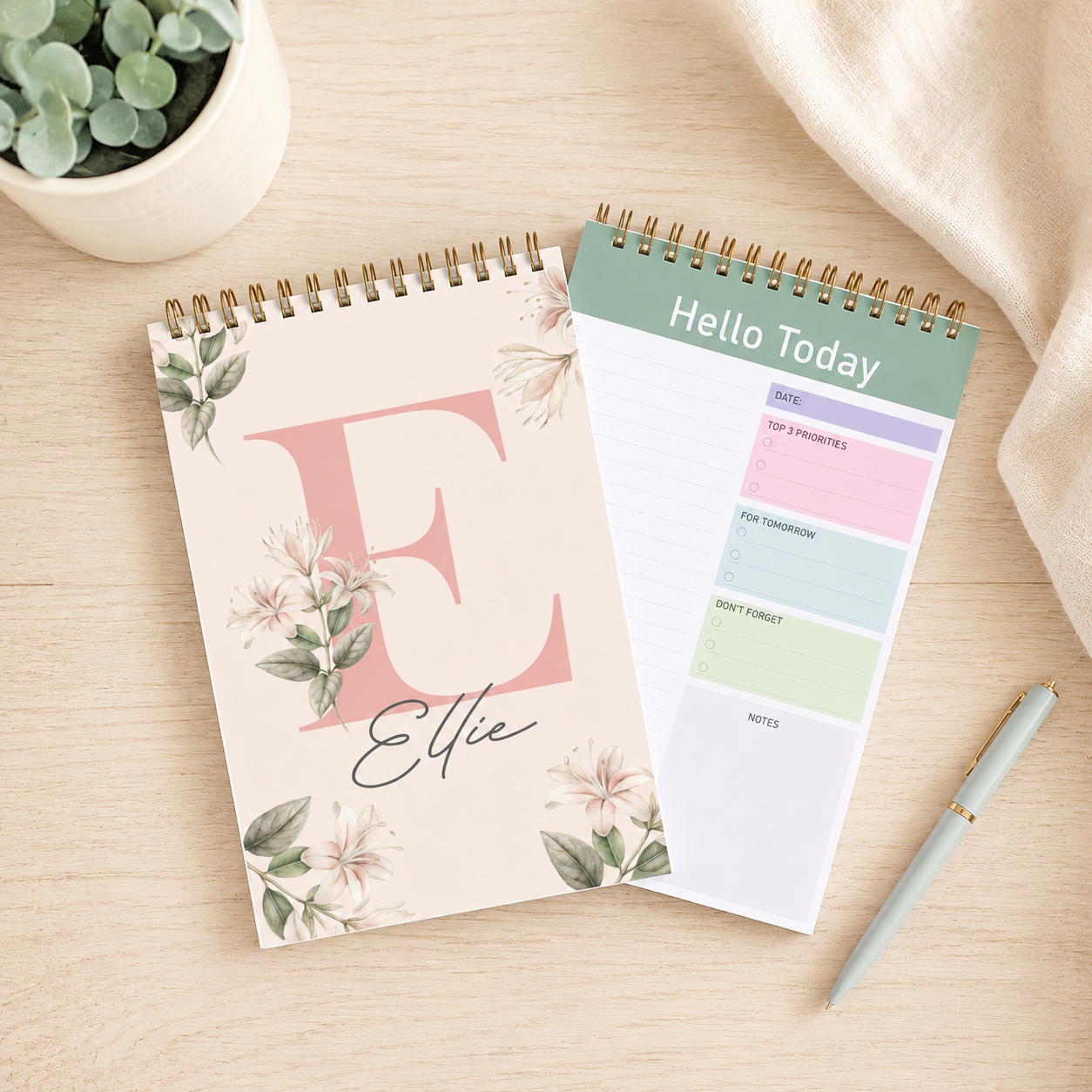 Personalised Initial Planner, Daily Planner, College Journal, New Job Daily Planner, Stocking Filler