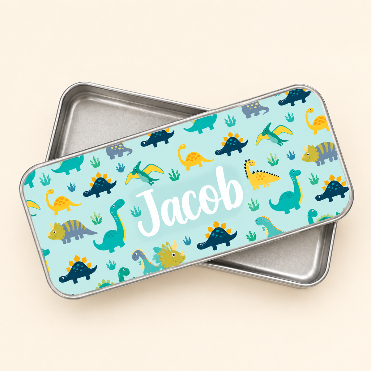 Personalised Dinosaur Metal Pencil Case