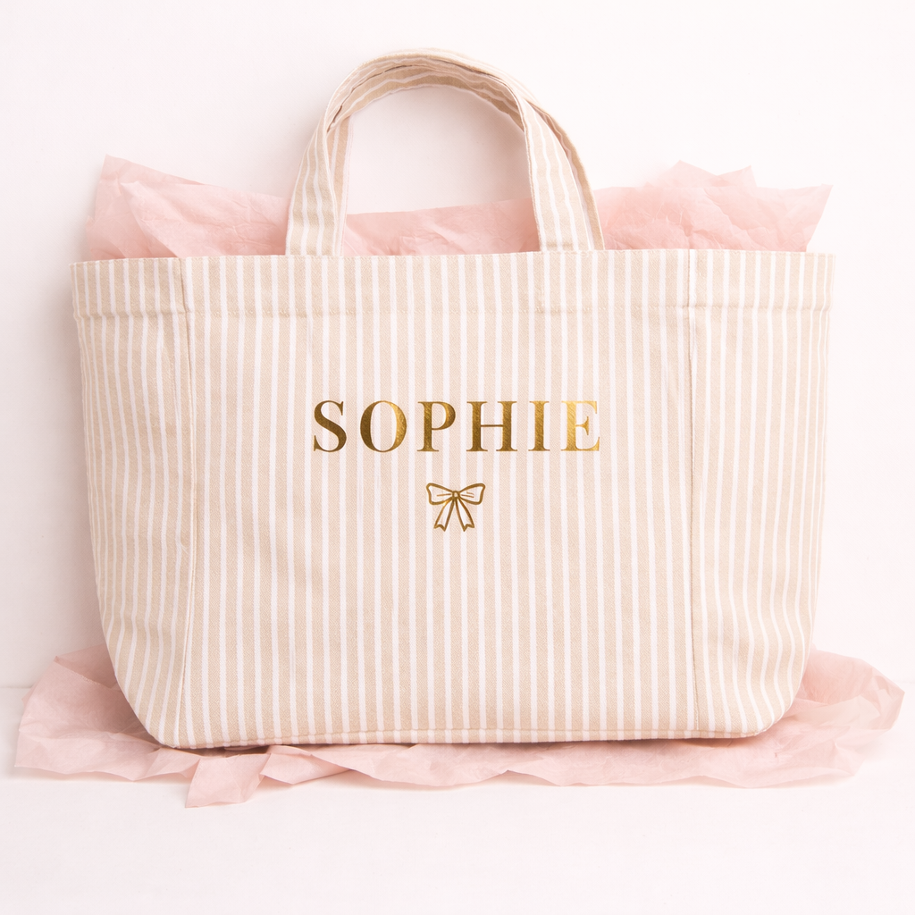 Personalised Biscuit Stripe Tote Bag