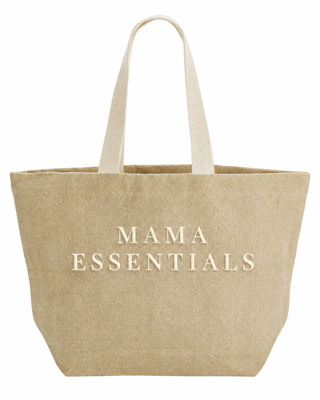 Amy Lucy Mama Essentials washed jute bag in Natural with raised soft foam print
