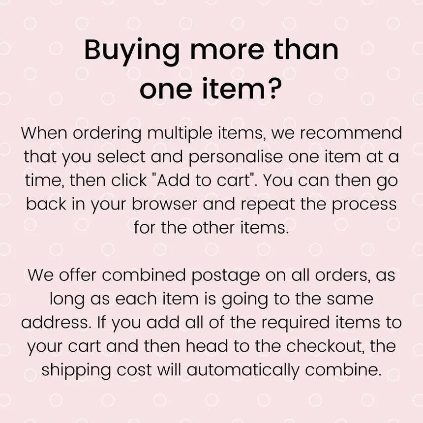 Ordering guidance for multiple personalised Amy Lucy gifts