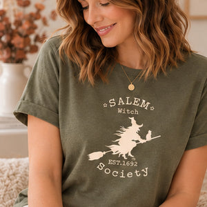 Salem Witch Society T-shirt in Faded Olive - Amy Lucy