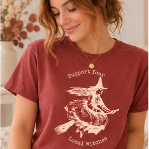Support Your Local Witches T-shirt in Earthy Red - Amy Lucy