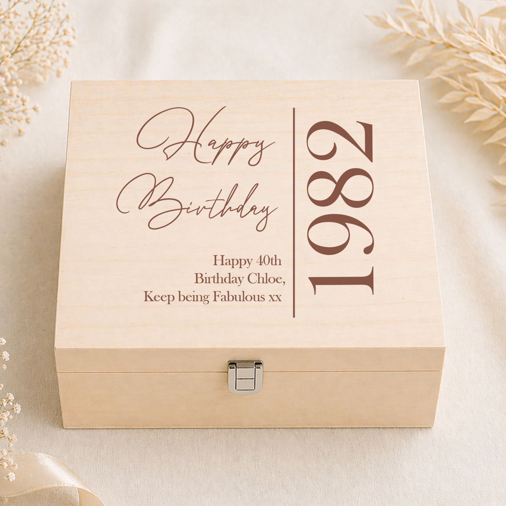 Personalised Engraved Wooden Birthday Box, Birthyear Gift Box, Engraved Birth Year Box, Wooden Memory Box, Engraved Gift  Box, Birthday Box