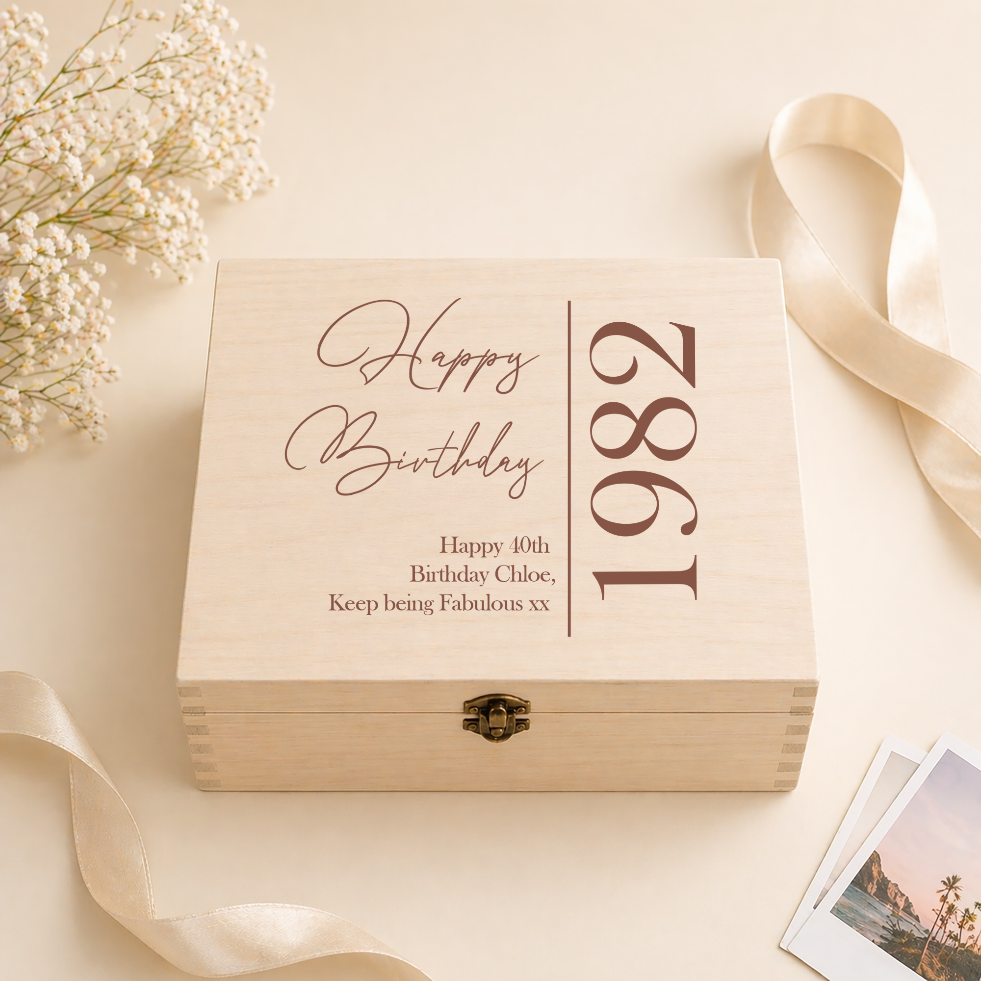 Personalised Engraved Wooden Birthday Box, Birthyear Gift Box, Engraved Birth Year Box, Wooden Memory Box, Engraved Gift  Box, Birthday Box