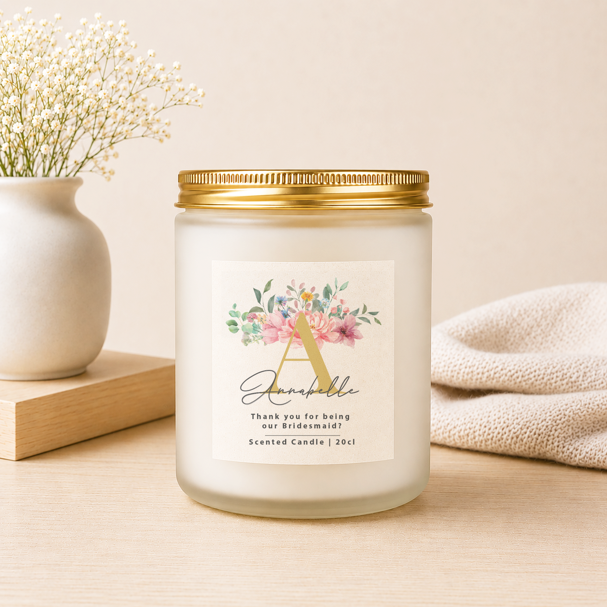 Bridesmaid Personalised Candle - Thank You For Being My Bridesmaid