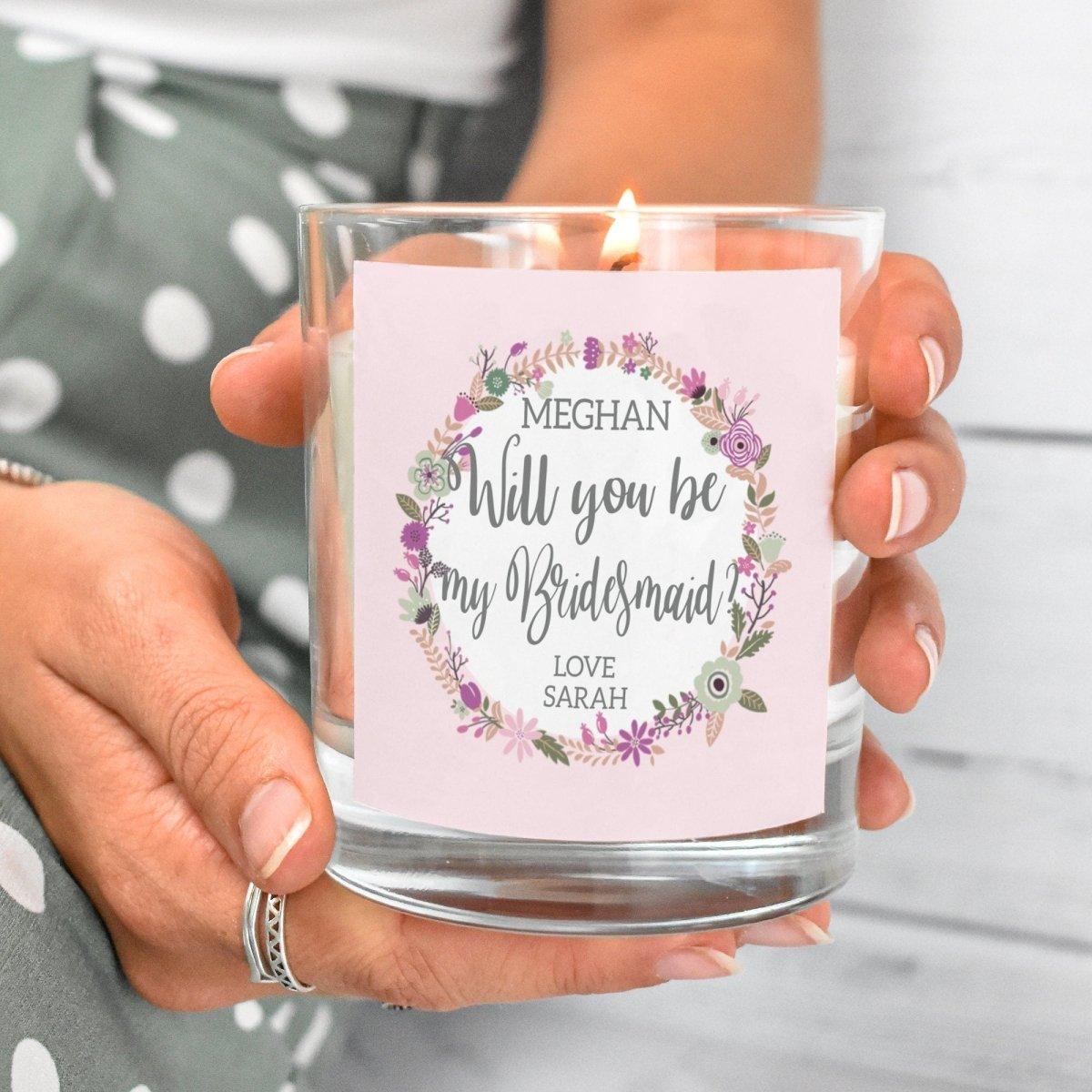 Bridesmaid Personalised Candle, Will You Be My Bridesmaid Candle, Hen Party Candle Custom Candle, Hen Night Candle, Personalised Candle, - Amy Lucy