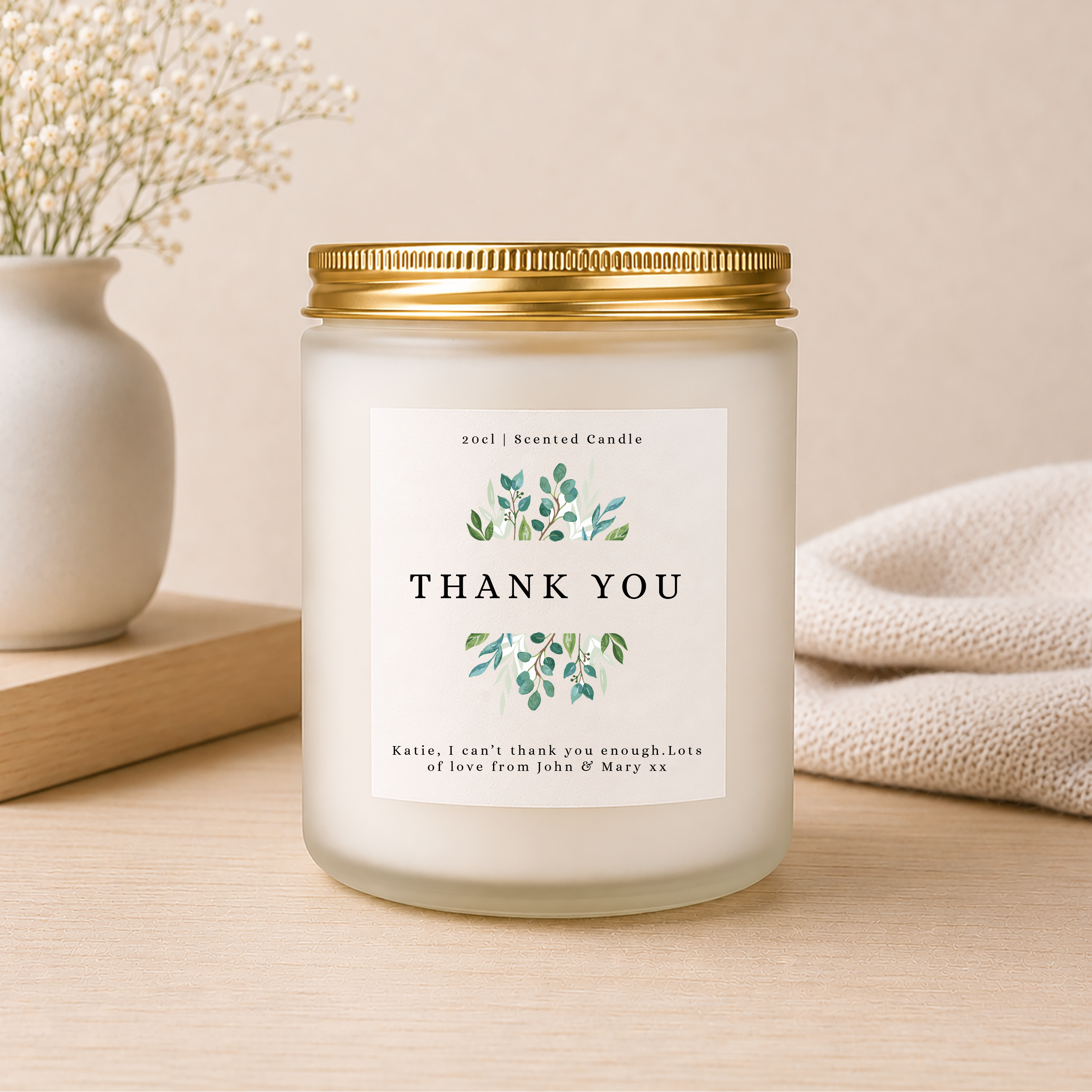 Personalised Thank You Candle, Custom Thank You Gifts, Grateful Gifts, Thank You Friend Gift, Appreciation Gifts, Personalised Candle