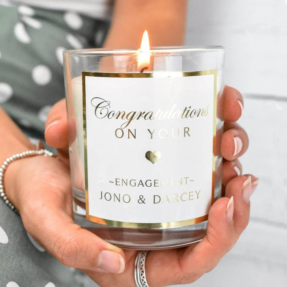 Candle Personalised Candle Congratulations Engagement Gift Candle in Jar Custom Candle Made In UK Personalised & Label White Candle - Amy Lucy