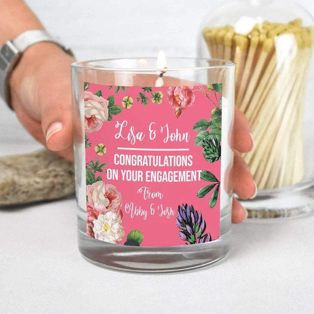 Candle Personalised Candle Congratulations Engagement Gift Candle in Jar Custom Candle Made In UK Personalised & Label White Candle - Amy Lucy