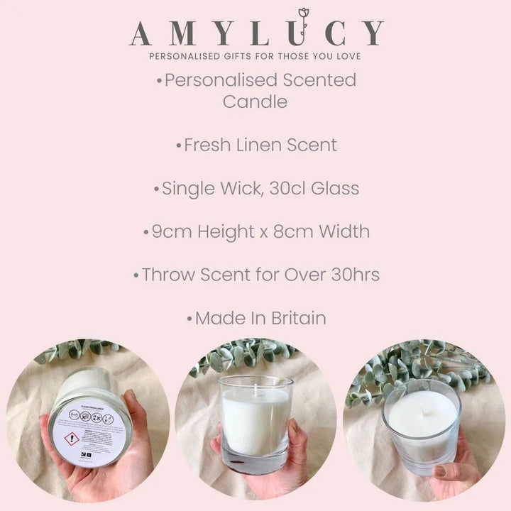 Candle Personalised Candle Congratulations Engagement Gift Candle in Jar Custom Candle Made In UK Personalised & Label White Candle - Amy Lucy