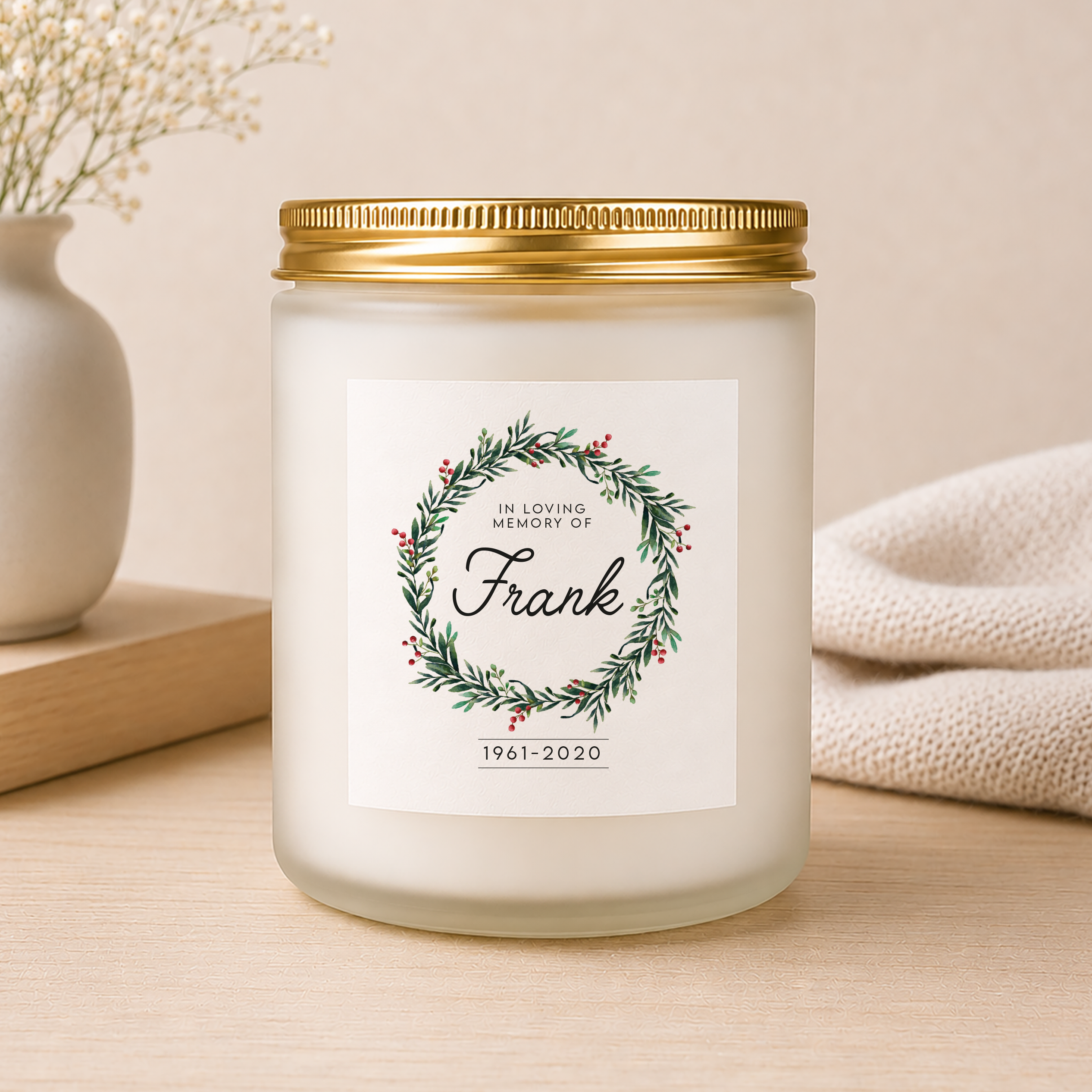 Personalised Memorial Candle, Custom Remembrance Candle, Christmas Bereavement Gift, In Loving Memory Candle, Loved One Memorial Gift