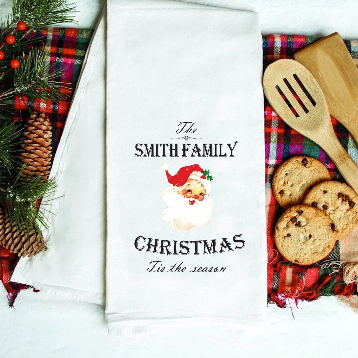 Christmas Personalised Tea Towel, Christmas Family Name Tea Towel, Christmas Gift, Custom Name Tea Towel, Xmas Tea Towel, Kitchen Decor - Amy Lucy