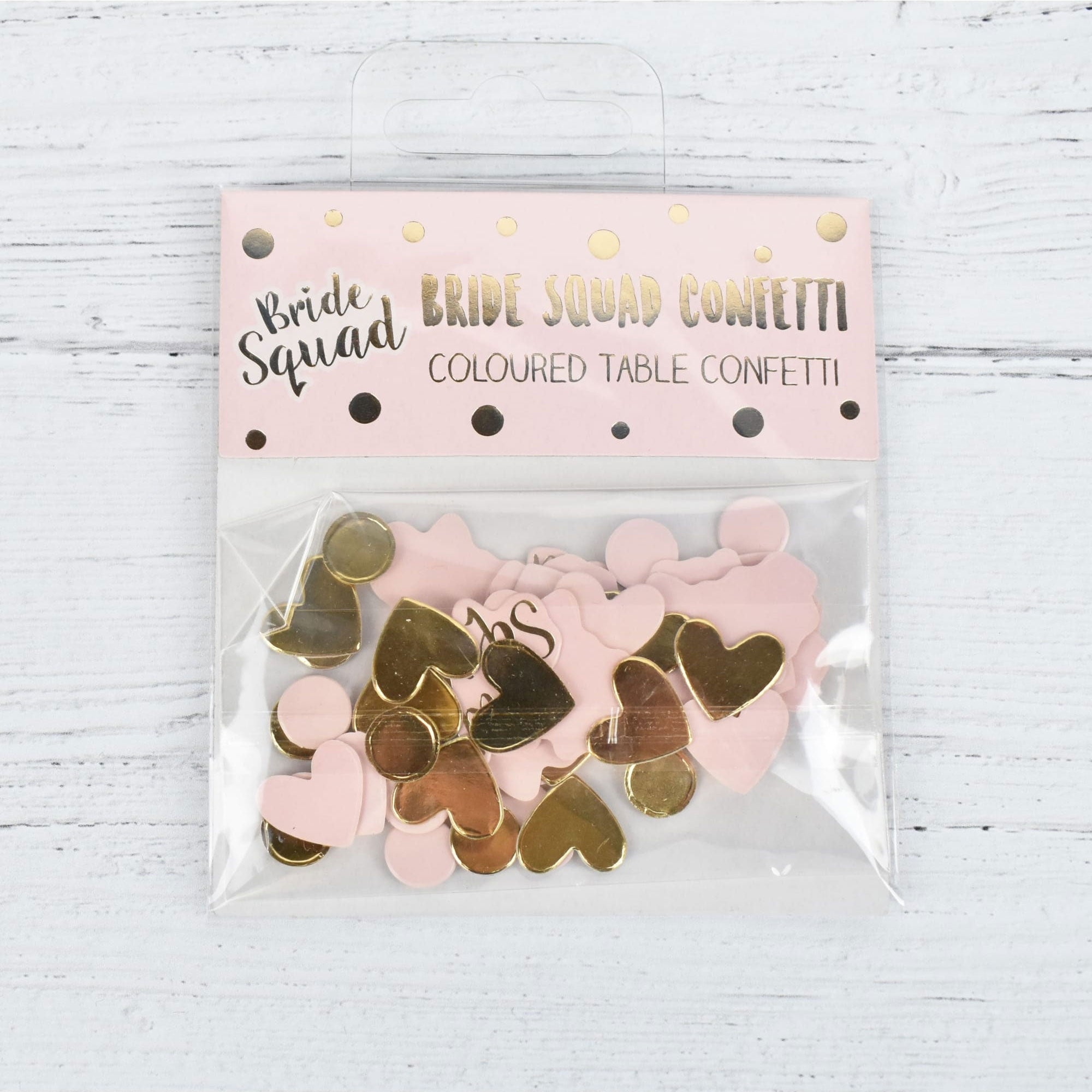 Bride Squad Confetti Pink Gold Hearts
