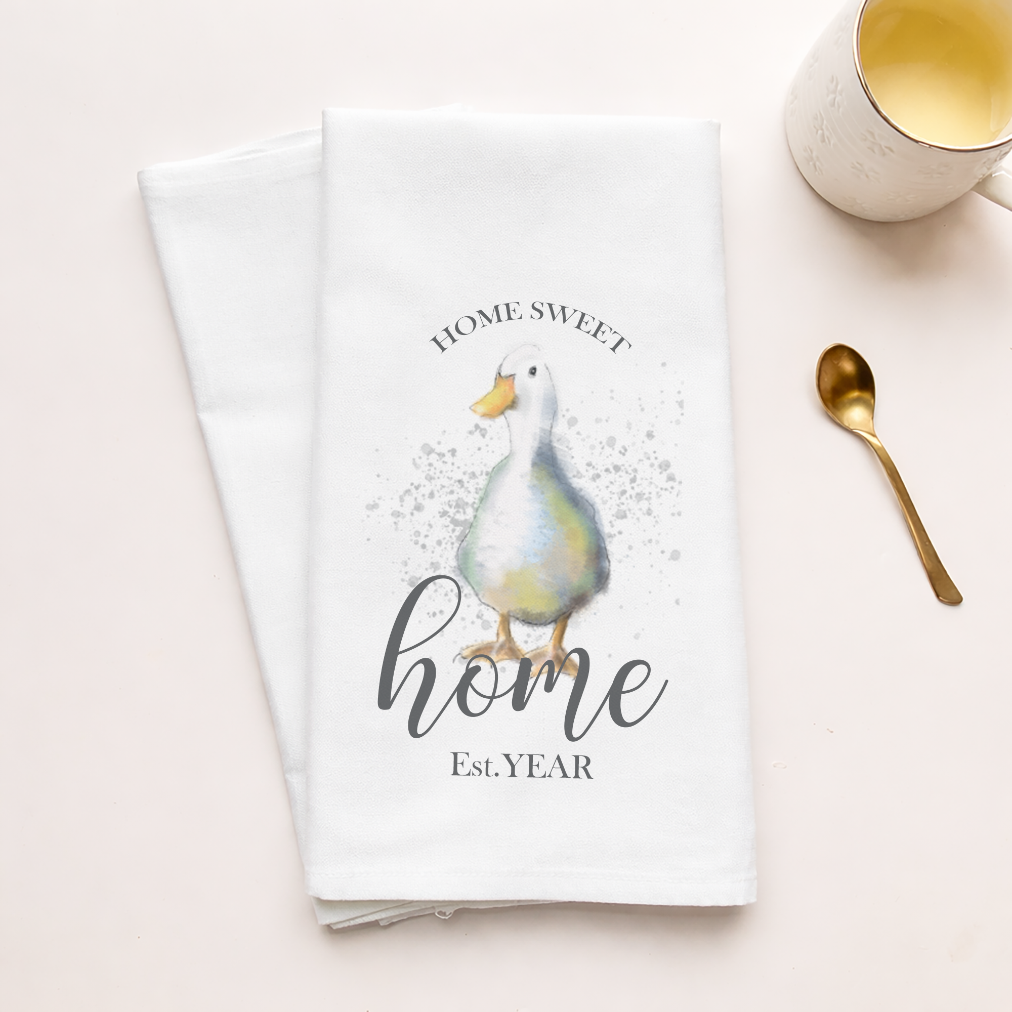 Personalised Duck Tea Towel, Duck Gift, Wedding Gift, Duck Housewarming Gift, Custom Tea Towel, Country Home Tea Towel, Country Kitchen