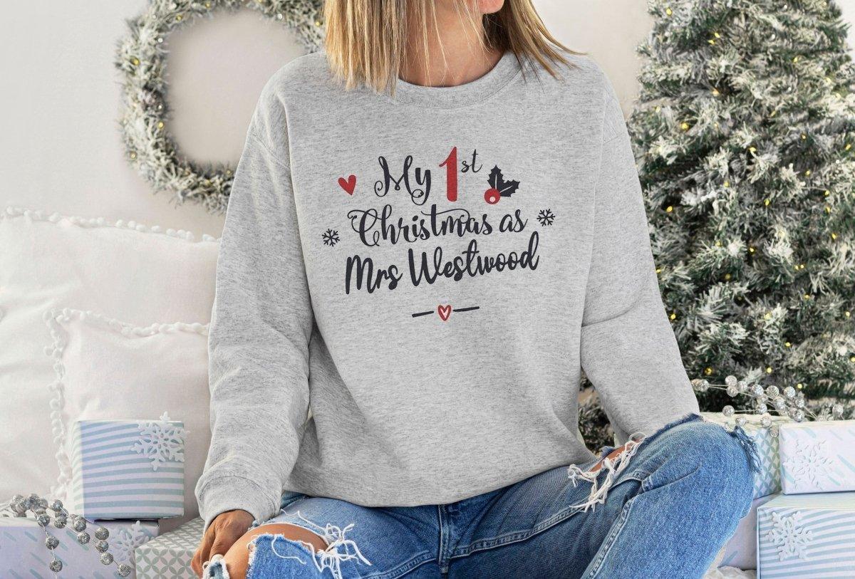 First Christmas as a Mrs Personalised Jumper, First Christmas as a Mrs Sweatshirt, First Christmas as a Mrs Jumper, Christmas Jumper - Amy Lucy