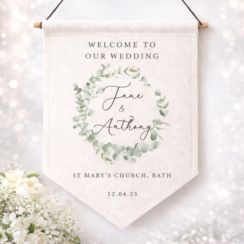 Personalised Wedding Aisle Flag Sign