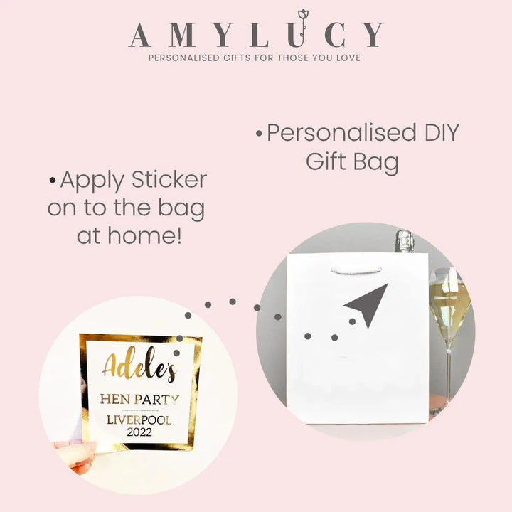 Floral Personalised Bride To Be Gift Bag, DIY Personalised Hen Party Bag, Green Hen Night Favour Bag, Gold Party Bags and Gifts, Hen Party - Amy Lucy