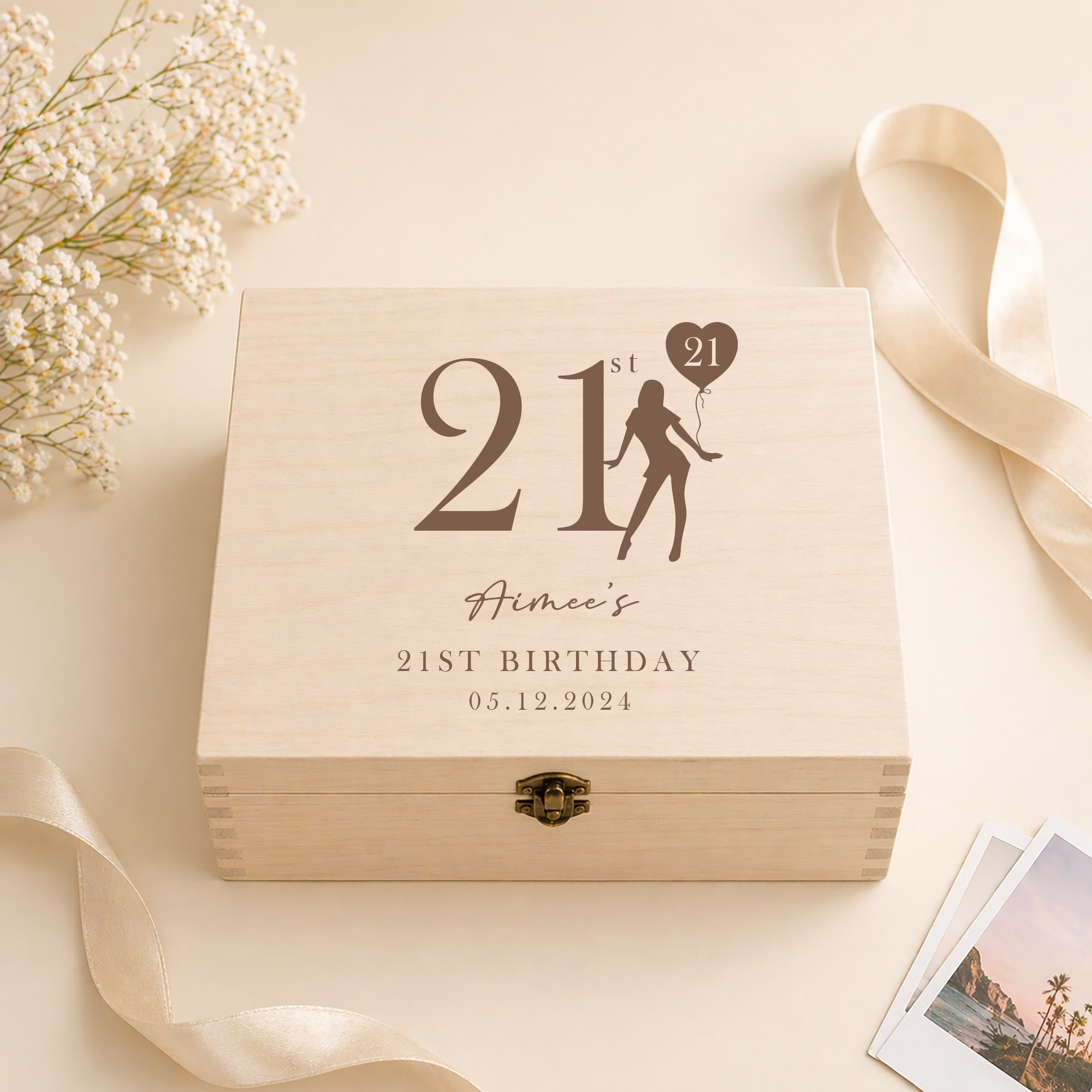 Personalised Engraved Wooden 21st Birthday Box, 21st Gift Box, Engraved Birthday Box, 21st Wooden Memory Box, Engraved Gift  Box, Birthday