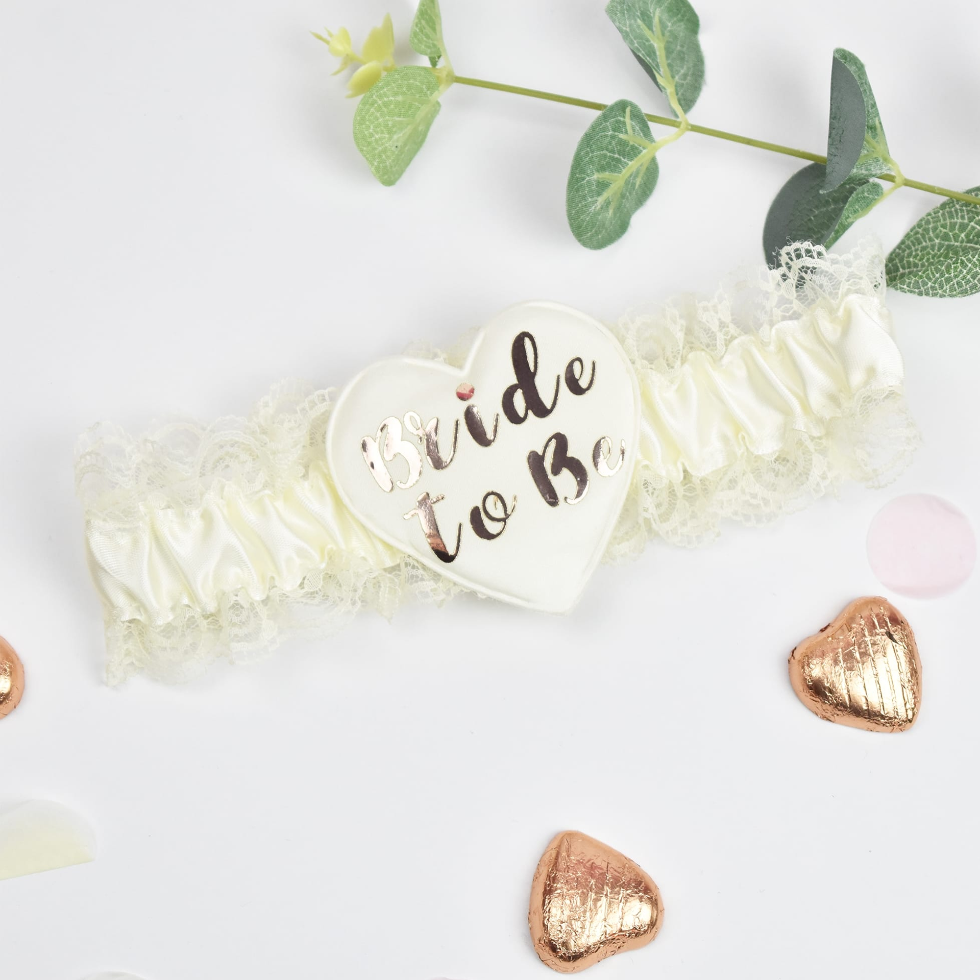 Cream & Rose Gold Bride to Be Garter