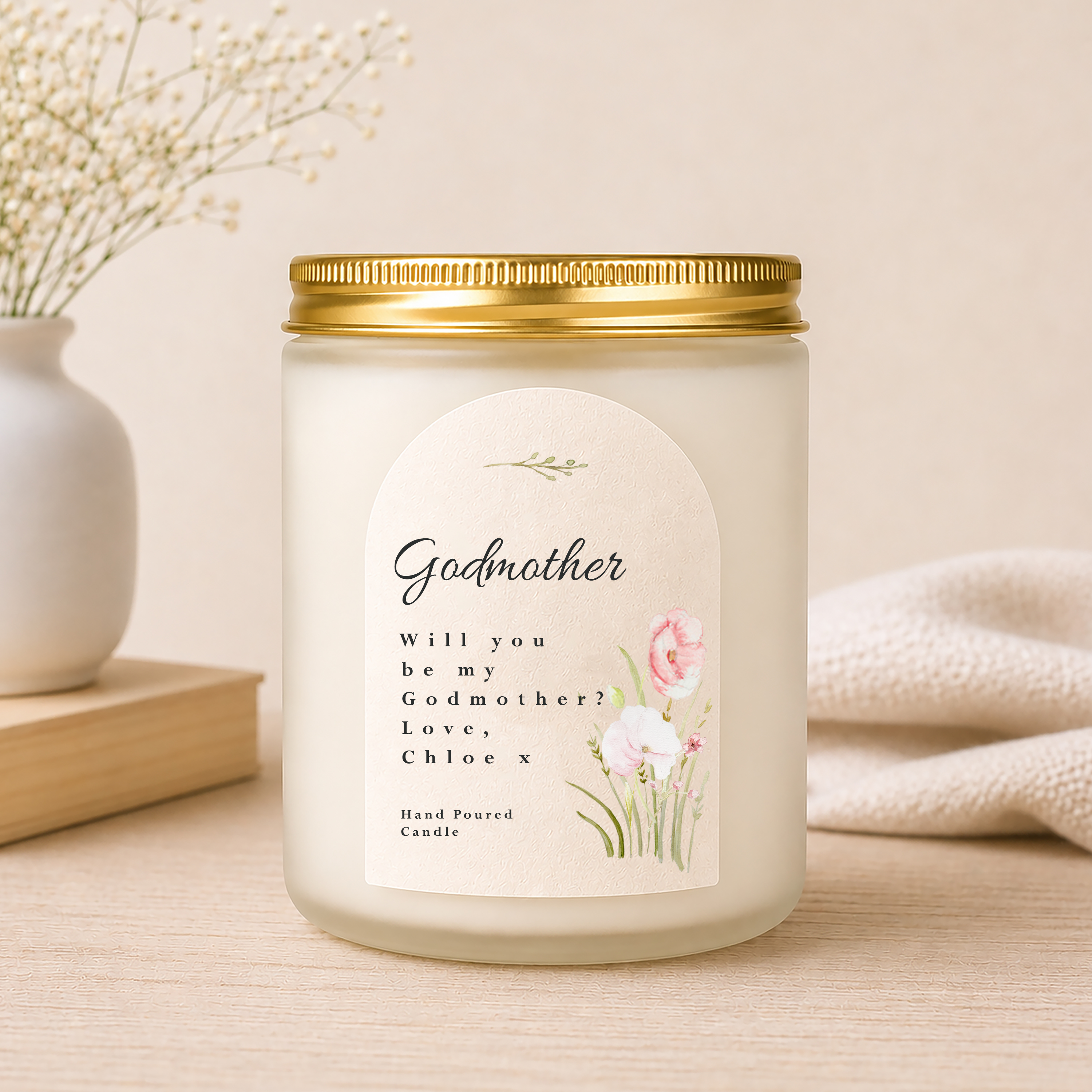 Personalised Godmother Gift, Will You Be My Godmother Candle, Godparents Candle Custom Candle, Godmother Gift Candle, Personalised Candle,