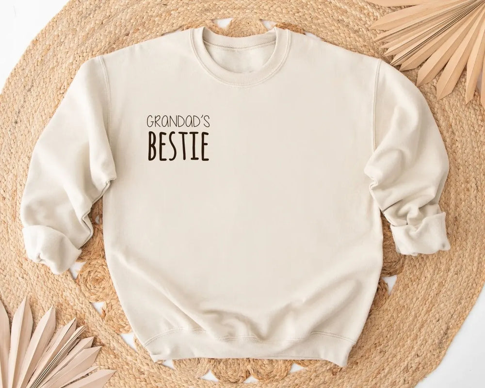 Grandad&#39;s Bestie Child&#39;s Sweater, Toddler Gift, Child and Grandad Gift, Childs Sweater, Toddler Jumper, Boys Beige Jumper, Boys Boho Jumper, - Amy Lucy