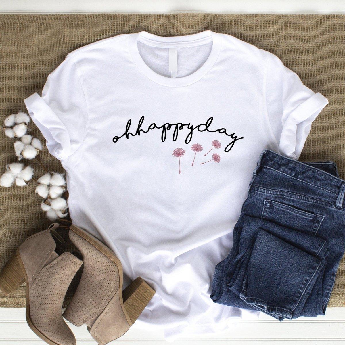 Happy Day T-shirt, Casual T-shirt, White Slogan Girls Tops, Women&#39;s Slogan Top, Teenager Tops, Fashion Tops, Teen, Happy Top, Positive Top - Amy Lucy