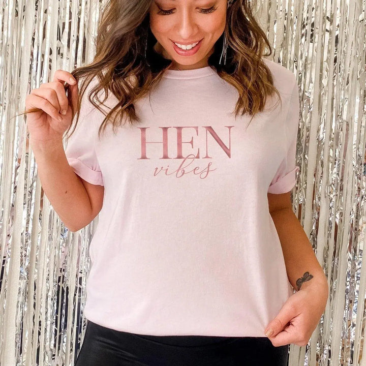 Hen Vibes T-shirt, Bridal Party T-shirts, Organic Hen Vibes Tops, Hen Night Hen Vibes T-shirts, Rose Gold Hen Tops, Maid of Honour Tops - Amy Lucy