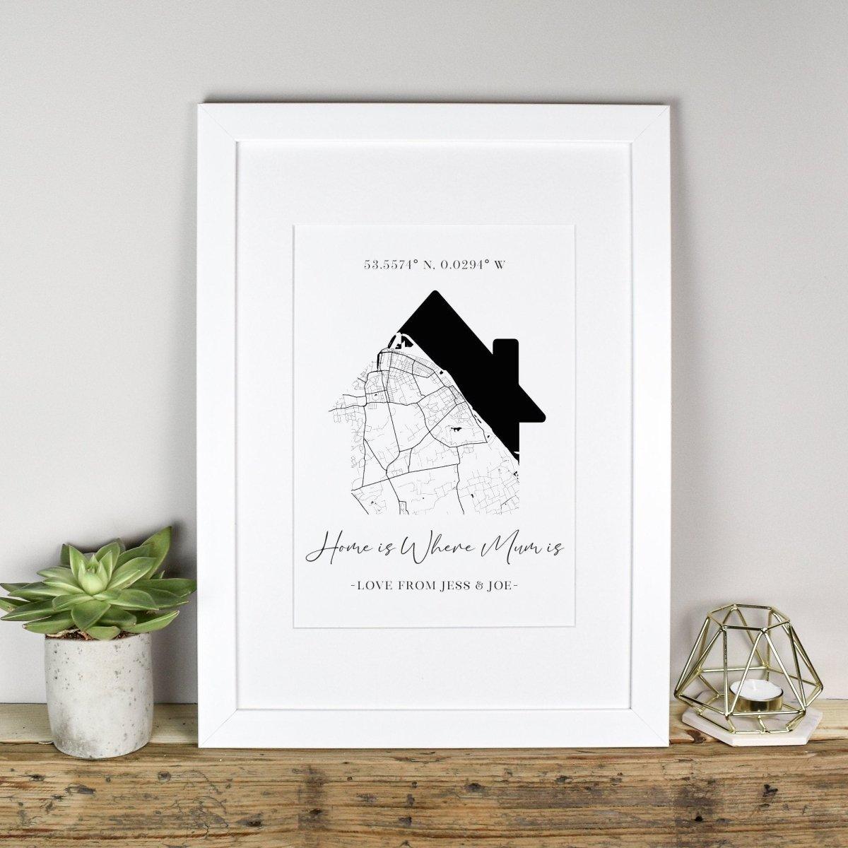 Home Is Where Mum Is Print, Personalised Mothers Day Print, Custom Home Map Print, Personalised Mothers Day Gift, Custom Home Print for Mum - Amy Lucy