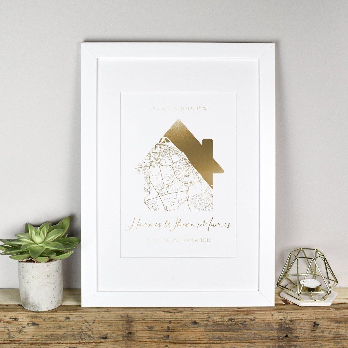 Home Is Where Mum Is Print, Personalised Mothers Day Print, Custom Home Map Print, Personalised Mothers Day Gift, Custom Home Print for Mum - Amy Lucy