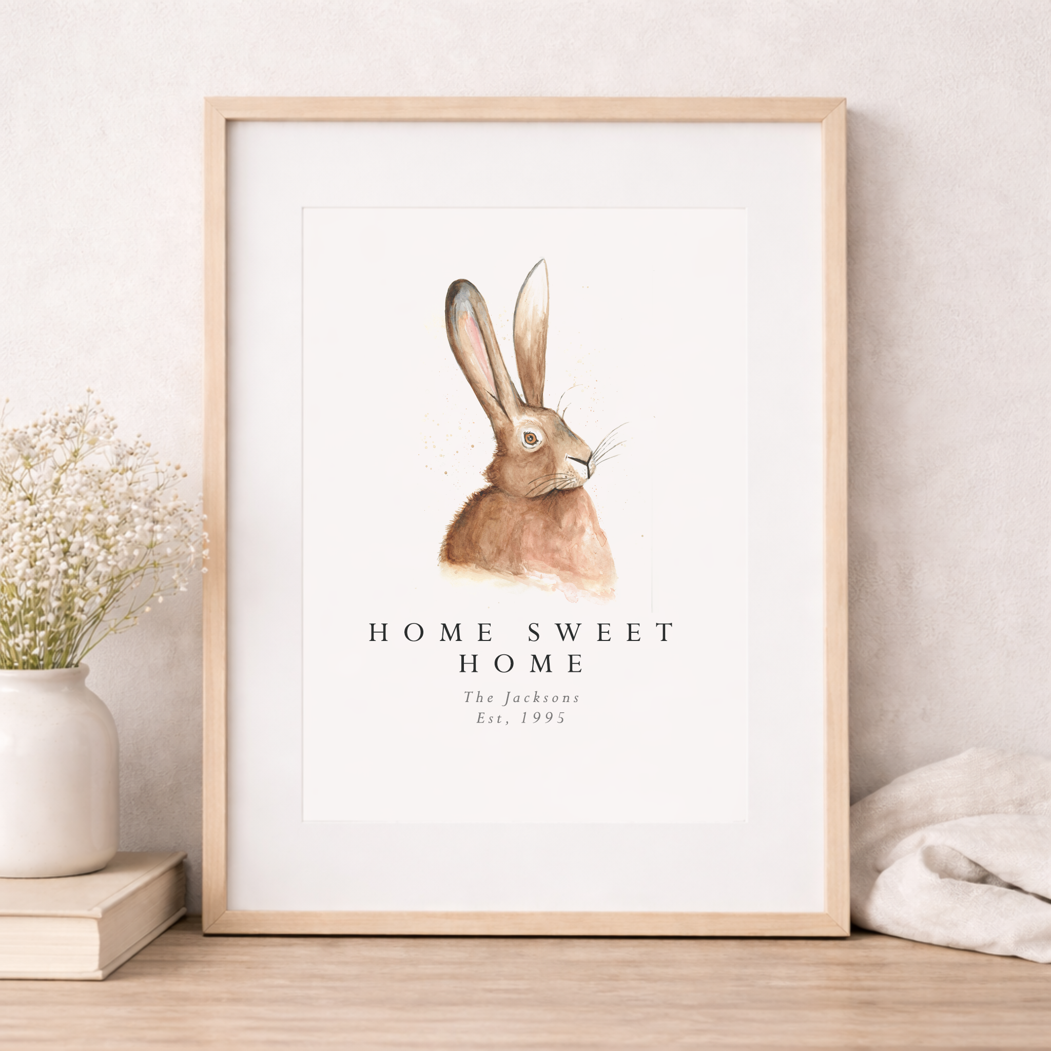 Personalised Hare Farm Print
