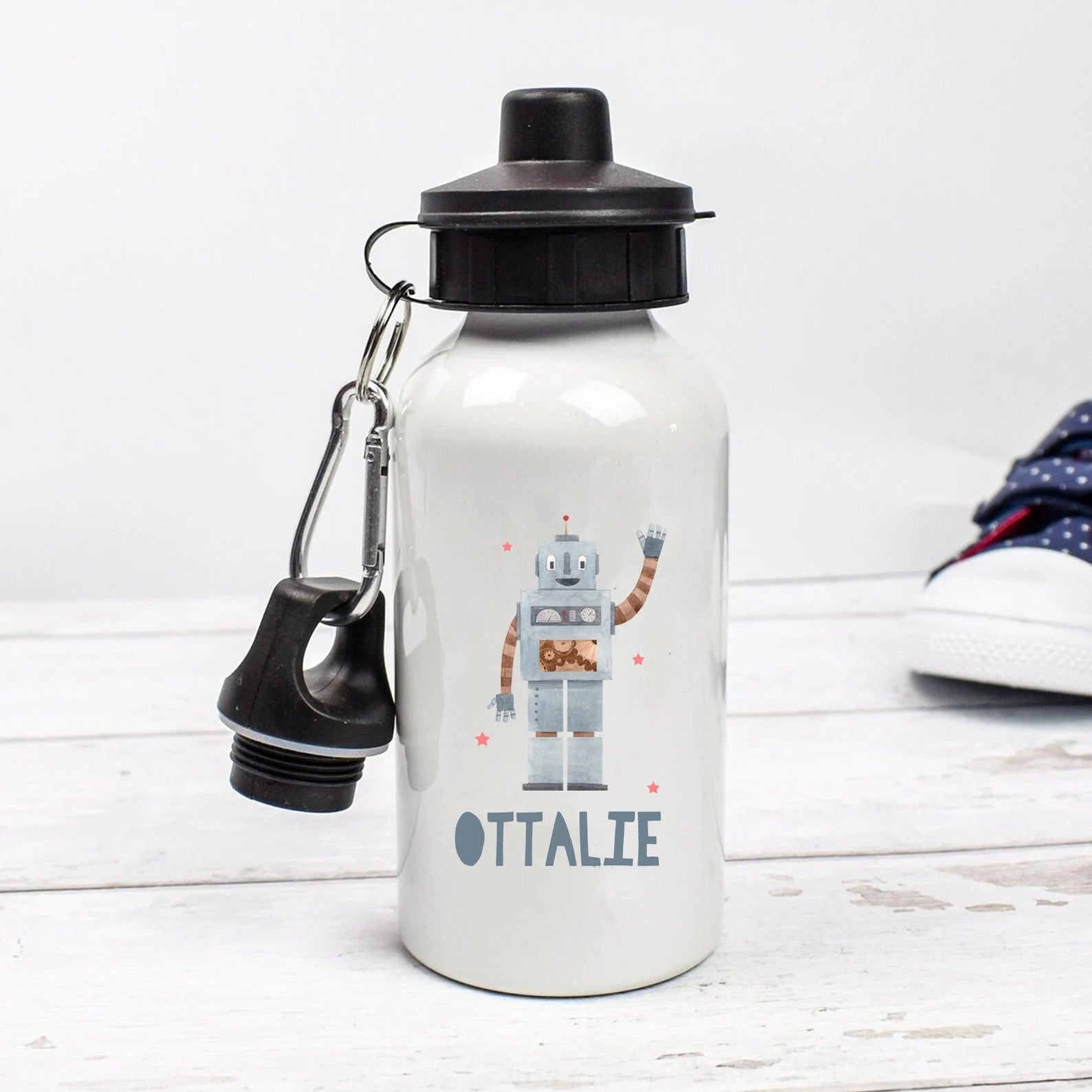 Personalised Robot Water Bottle, Robot School Bottle, Kids Robot Drink Bottle, Boys School Flask, Kids Children Student Drinks Cup, Robots