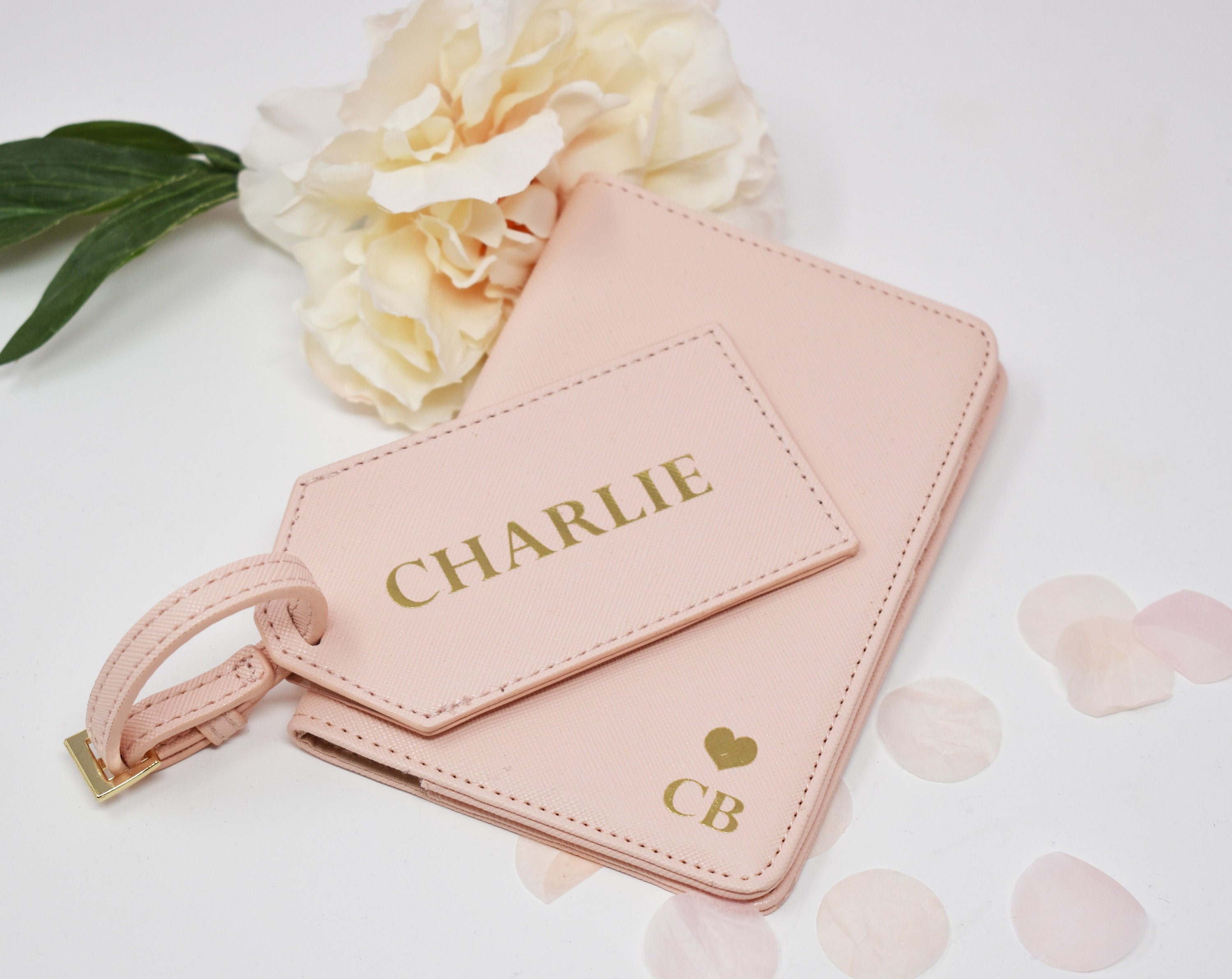 Personalised Passport Holder Set, Initial Passport Holder and Luggage Tag, Personalised Luggage Tag, Bridesmaid Gifts, Bride To Be Passport