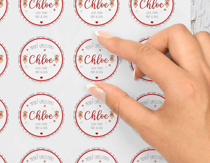 Personalised Christmas Fun Reindeer Stickers, Christmas Stickers, Personalised Christmas Giftwrap, Christmas Favours, Xmas Stickers, Sticker