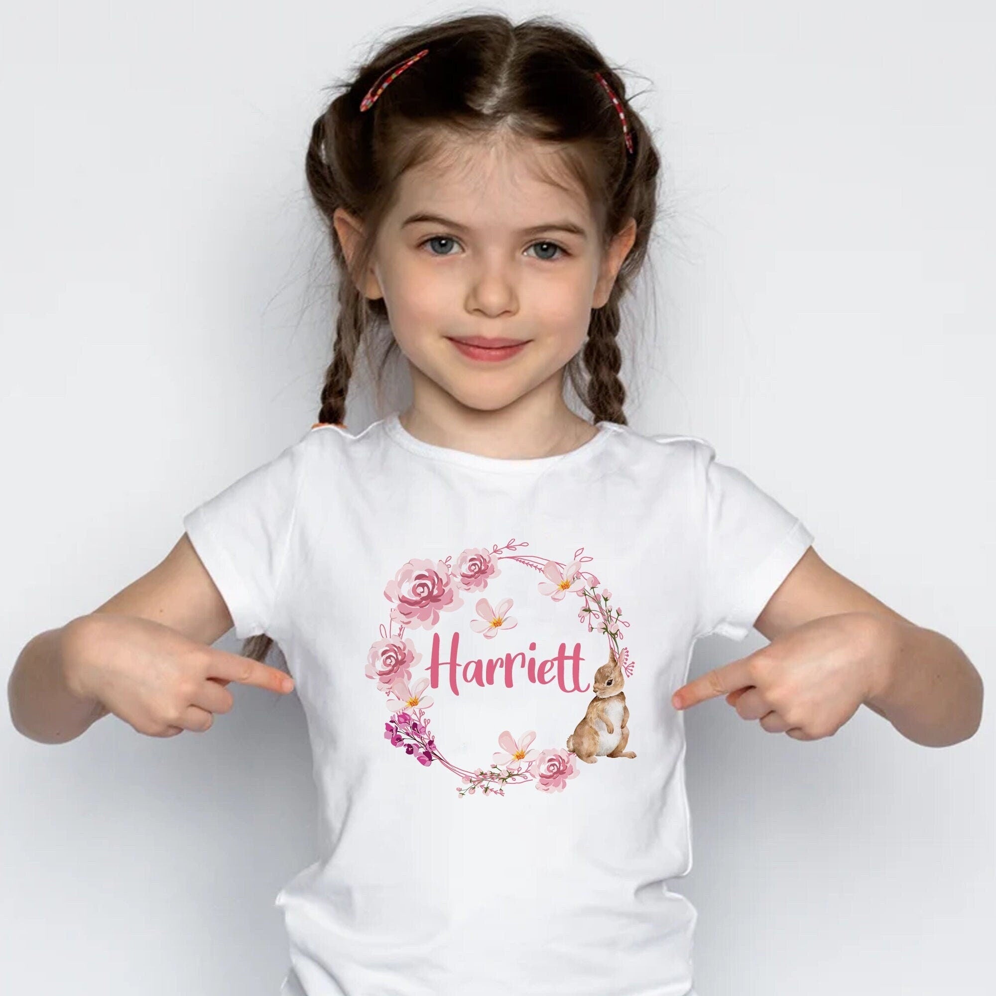 Personalised Easter T-shirt, Rabbit Easter Tops, Girls Easter Tops, Easter Clothing, Toddler Easter T-shirt, Baby Easter T-shirt