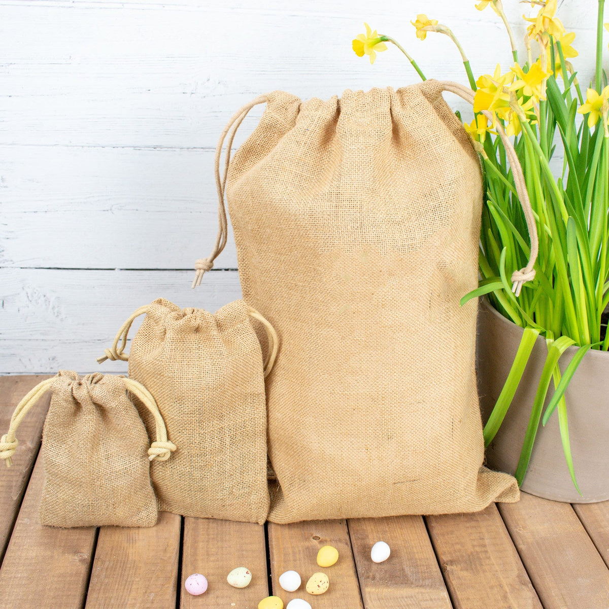 Personalised Vintage Easter Bunny Jute Sack, Personalised Easter Bag, Child's Storage Bag, Easter Egg Hunt Gift Bag, Easter Egg Hunt Bags