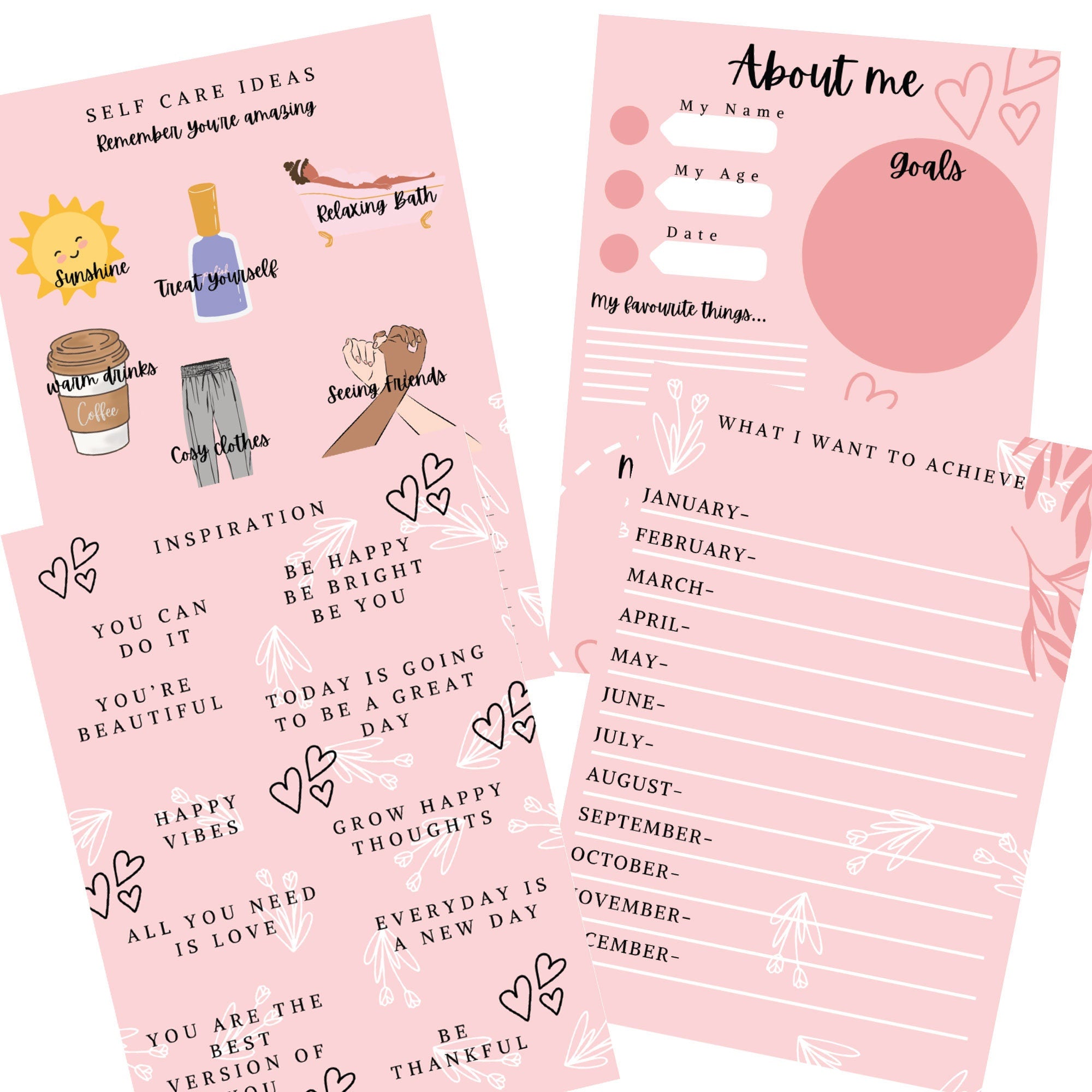 Gratitude Journal Printable, Downloadable Gratitude Journal, Self Love Planner, Organiser, Teen Self Love, Positive Mental Health Journal