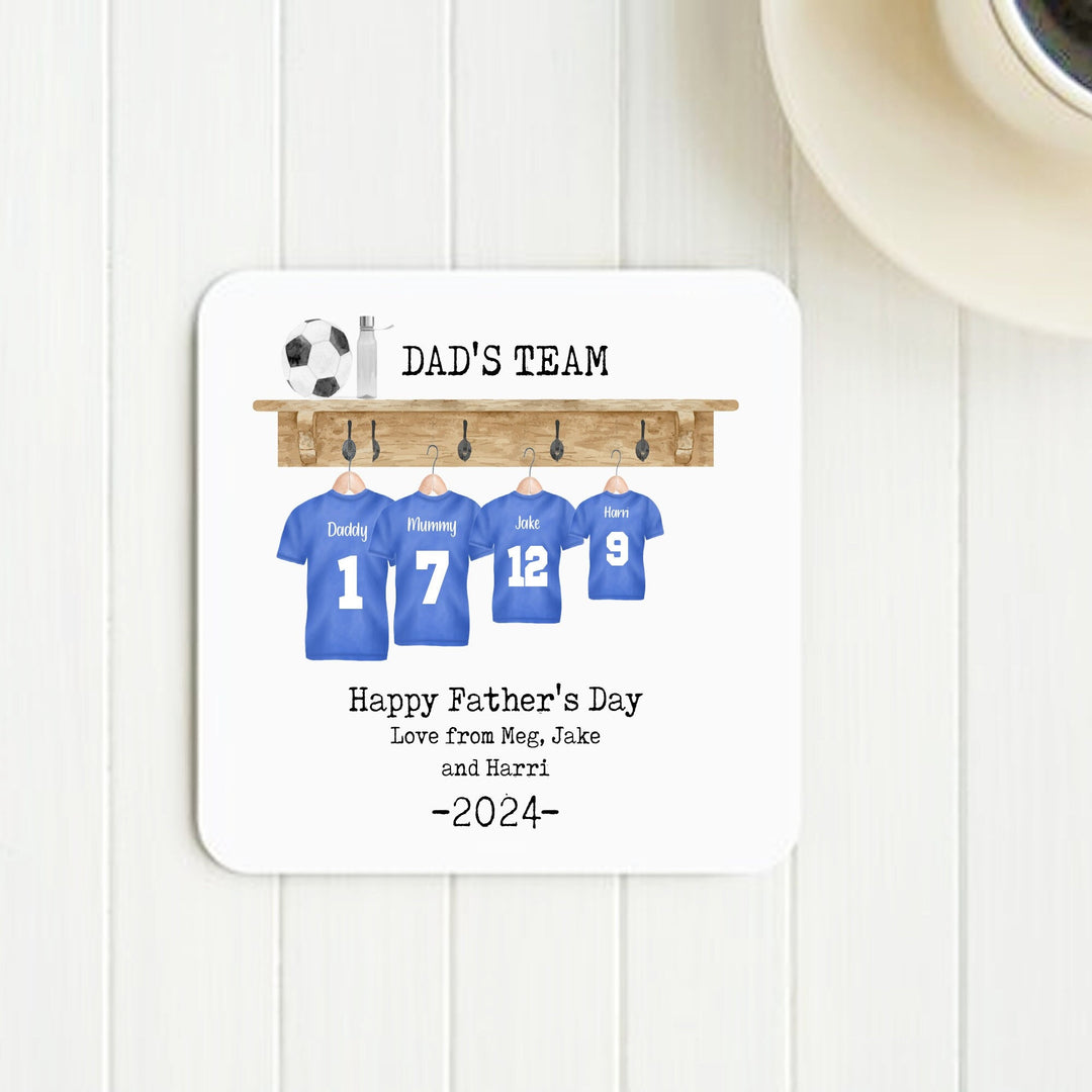 Personalised Dad Football Coaster, Dad's Team Father's Day Football Coaster, Dad Gift, Granddad Gift, Football Lover Gift, Football Gift,