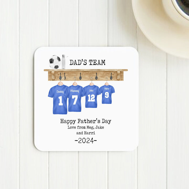 Personalised Dad Football Coaster, Dad's Team Father's Day Football Coaster, Dad Gift, Granddad Gift, Football Lover Gift, Football Gift,