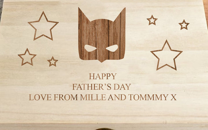 Personalised Father's Day Box, Super Dad Engraved Box, Superhero Dad Gift, Superhero Granddad Gift, Engraved Box, Personalised Wooden Box