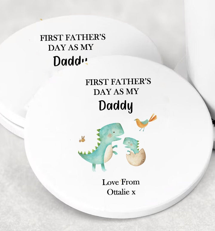 Personalised First Father's Day Mug Set, First Father's Day as my Dad, Dad Mug, Father's Dad Mug Coaster, First Fathers Day As My Grandad